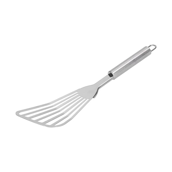 Fiskespade i rustfrit stål, grill- og stegespatel med ergonomisk design til køkken, baghave, camping, bagning, buffet, restaurant