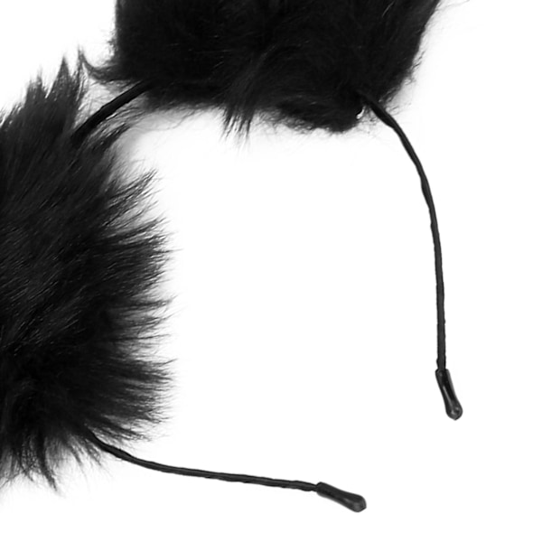 Plush Katteøre Hodebånd Søt Fluffy Pelsøre Hodeplagg for Halloween Cosplay Party Svart