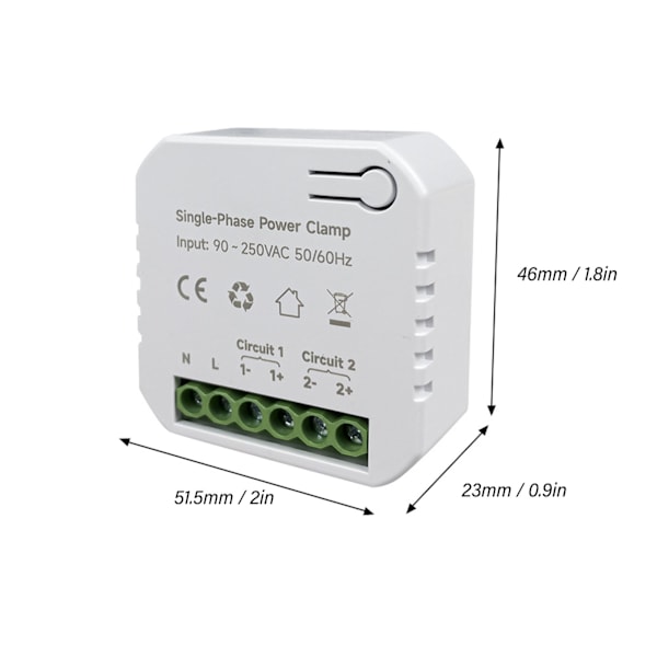 Smart Energimätare för ZigBee KWh Strömförbrukning Mätare med 80A Clamp Strömtransformator 90‑250VAC