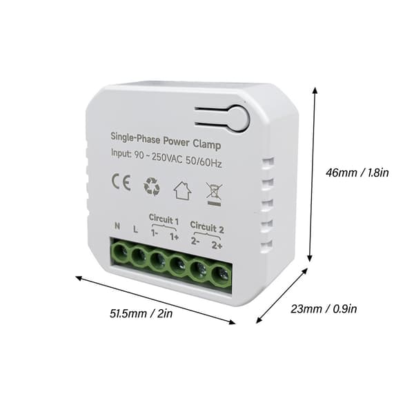 Smart Energiovervåker for ZigBee KWh Strømforbruksmåler med 80A Klemme Strømtransformator 90‑250VAC