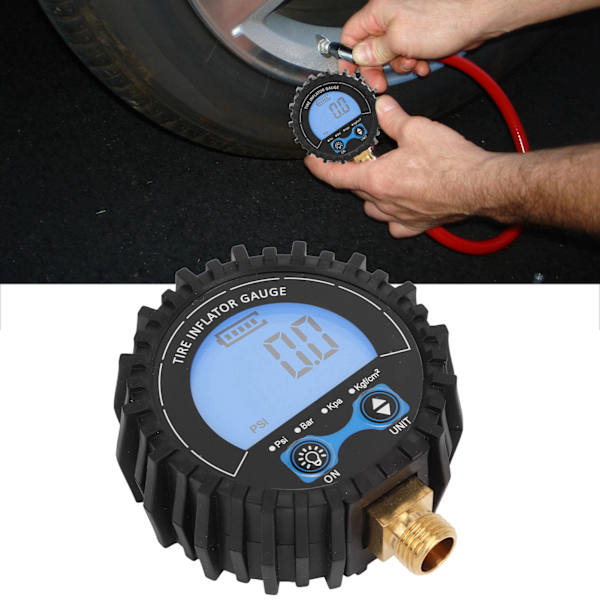 Digitaalinen Rengaspaineen Mittari 3‑200PSI Alue LCD Taustavalaistu Tarkka Lukeminen Universaali Autolle Kuorma-autolle RV:lle