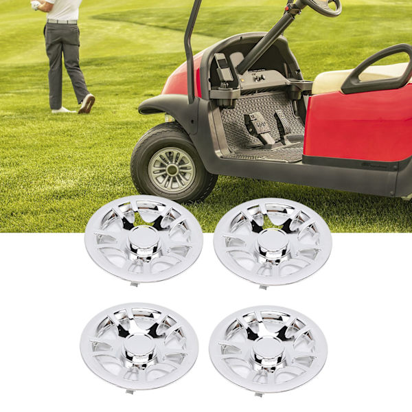 4 st 8 tum Golfvagns Navkapslar Krompläterade Hjulskydd Fälg Skydd för E-Z‑GO Golfvagn