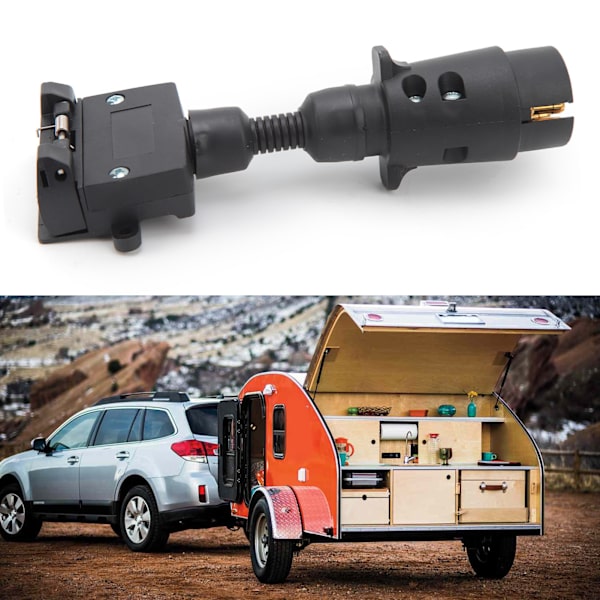 Trailer Adapter 7-polet Rund Han-stik til 7-polet Flad Hun-stik til Campingvogn Båd