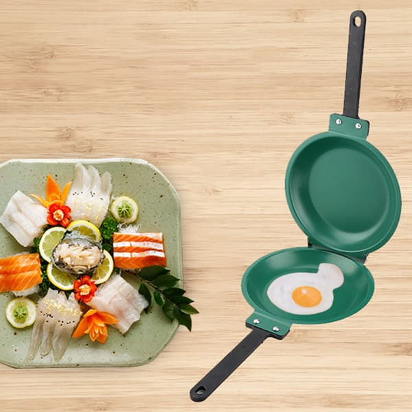 Non-stick Pannekakebakeform med Multifunksjonell Kokekarfunksjonalitet, Grillplate Omelettpanne med Dobbeltsidig Flippdesign, Rustfritt Stål
