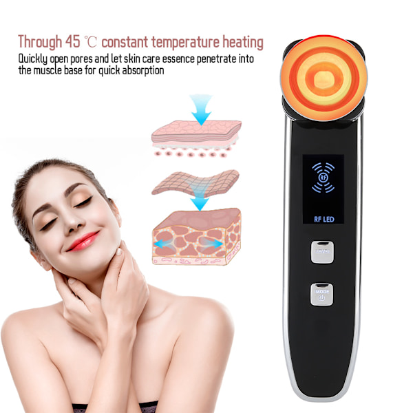 RF Hudföryngringsinstrument Ansiktsmaskin Fotonterapi Massager Hudvård EU-kontakt 100-240V