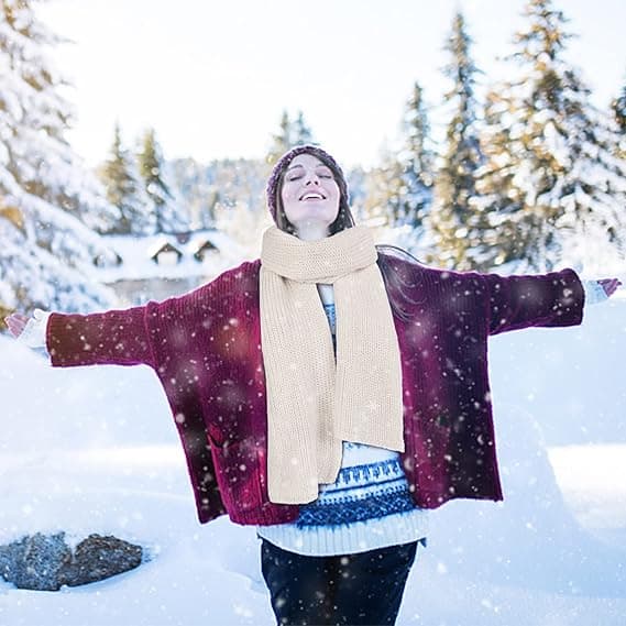 Dam- och herr Vinter Tjock Kabelstickad Omlott Stor Varm Halsduk LT01 White