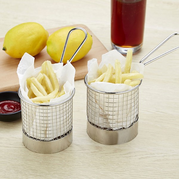 Flexibel Design Frityrkorg för Pommes Frites, Rostfritt Stål Långt Korgskaft För Multifunktionell Fritering i Hemmakök, Mjölktebutik, Bar, Kafé