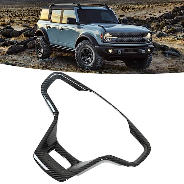 Rattstyrningstrimpanel Kolfiber Stil Interiör Rattpanel Skydd Ersättning för Ford Bronco 2021