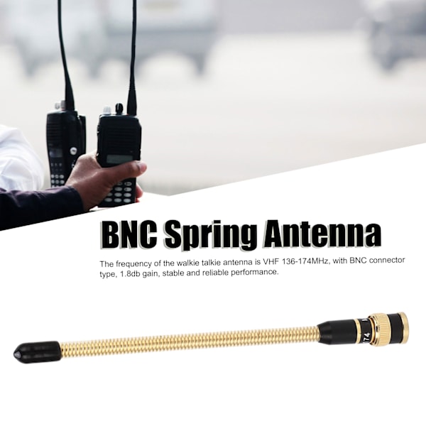 Walkie Talkie Fjäderantenn BNC-kontakt VHF 136 till 174MHz Metall 2-vägsradioantenn för ICOM V8 V82 för Kenwood TK310