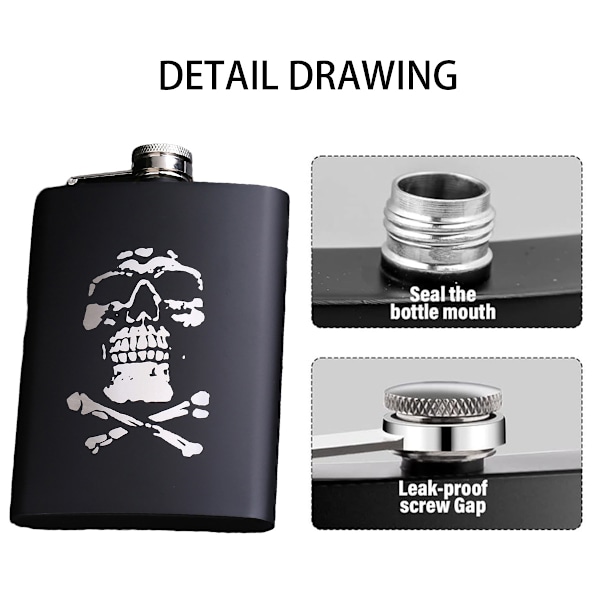 Serietidningshjältar-inspirerad fickplunta, Dia De Los Muertos-fickplunta för oförglömliga stunder, 8Oz läckagesäker behållare i rostfritt stål, present till