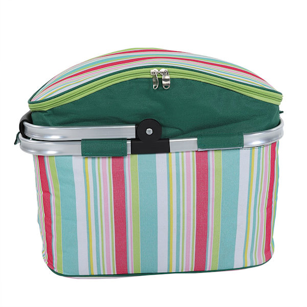 Stripe Bärbar Picknick Matförvaring Zip-låda Tote Bento Påse Lunchväska Behållare