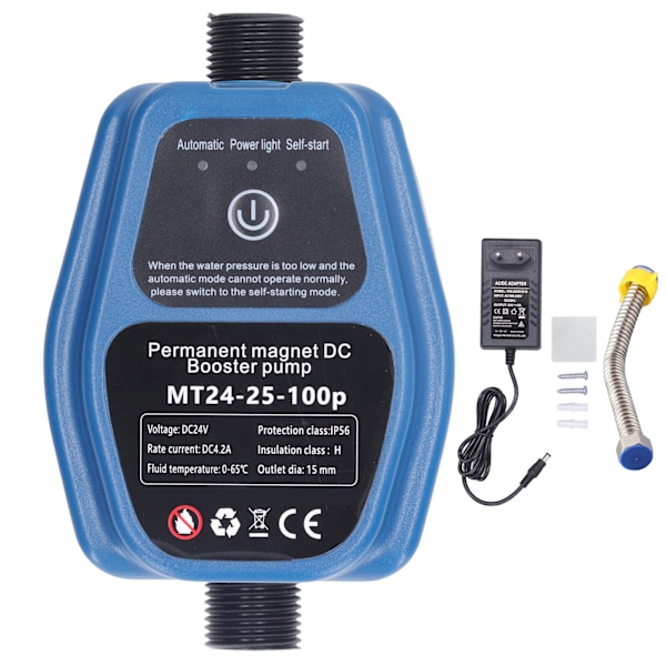 Vandtrykforstærkerpumpe 100W 24V 25L IP56 Intelligent Sensing Automatisk Bruserforstærkerpumpe 100‑240V EU-stik