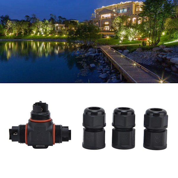 Vattentät Koppling 3-polig T-formad Elektrisk Trådterminal Snabbkoppling Adapter 250V 16A TL20