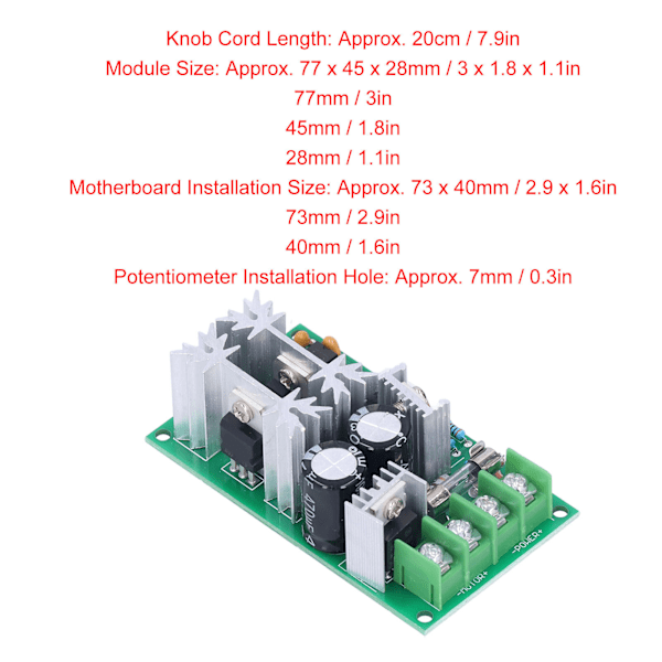 Motorhastighetsregulatorbrytare PWM Elektronisk Regulator Hög Effekt Drivmodul DC10‑60V 20A