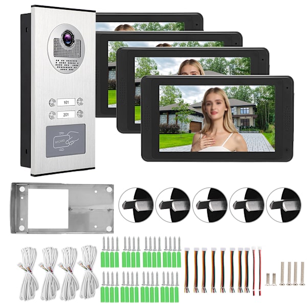 7 tommer Trådløs Videodørklokke med 4-Tommers Touchscreen Monitor Vision 100-240vAU