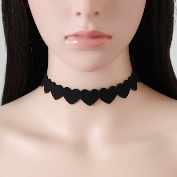 Kvinders Love Choke Ring (Sort), Ruskind Hjerte Choke Ring Gotisk P