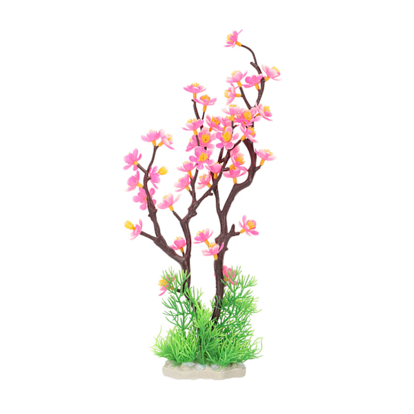 Akvarium Blomsterdekorasjon Simulering Kunstig Landskap Plommeblomst Fiskedam Planter for Akvarium Dekor Rosa