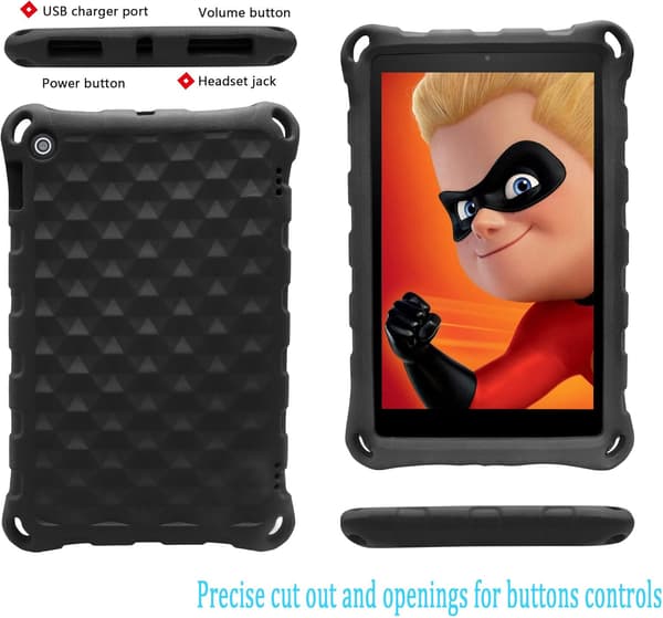 2019 Ny Fire 7 Tablet Fodral, (Kompatibel med 5:e generationen, 2015 års modell/7:e generationen, 2017 års modell/9:e generationen, 2019 års modell), Lättvikt N-black