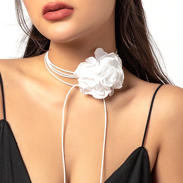 Flower Lace-up Necklace Flower Choker Necklace Flower Necklace F