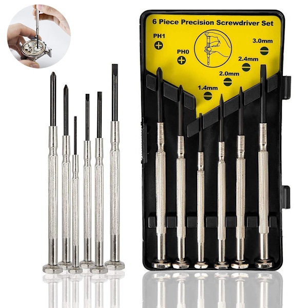 Bra Design, Mikro Skruvmejselset för Smycken, Elektronik, Klockor, 6st Mini Skruvmejselsats med Förvaring, Lätt Att Bära, Bred Användning, Rostskydd