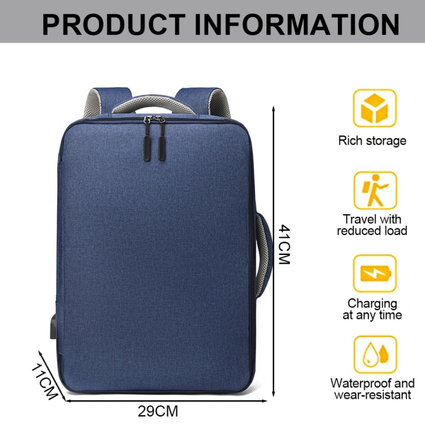 15,6-tums företagsryggsäck för laptop med USB laddningsport