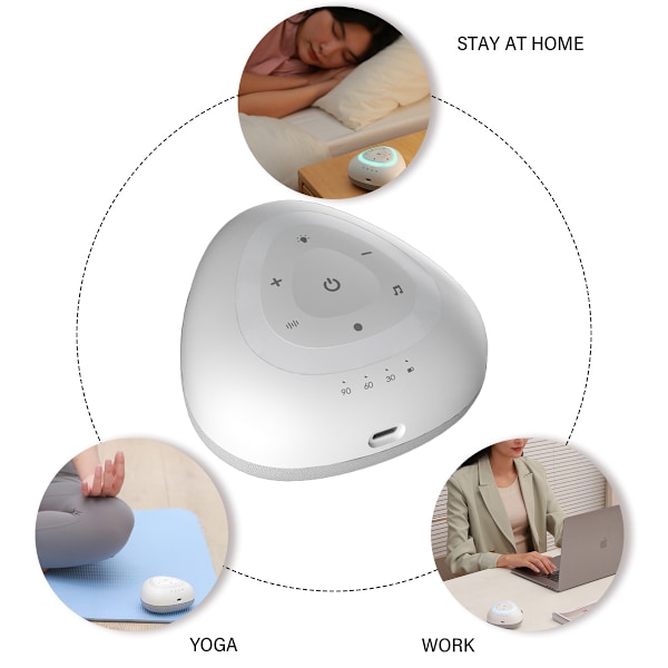 Bärbar Ljudmaskin med Avkopplande Ljud, Vit Brus Ljudmaskin för Bebissömn, Automatisk Avstängningstimer, Batteridriven, Perfekt för Hemmet