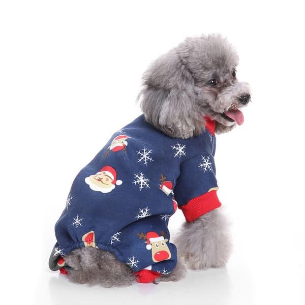 Hunde Julepyjamas Kæledyrstøj Hunde Julekostumer Hvalpe Jumpsuits (Navy Blå)