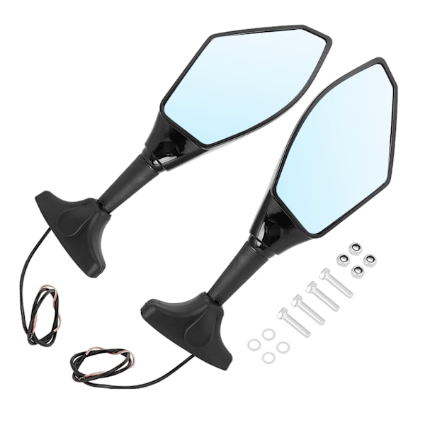 2 stk LED Bakkespeil Modifisert Motorsykkel Speil Lampe Skall med Lys (svart)