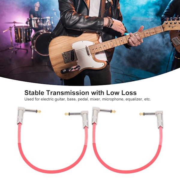 2 ST 30 cm Gitarr Jumper 1/4 Tum Kontakt Gitarr Effektpedal Kabel Ren Koppar Musikinstrumentkablar Röd
