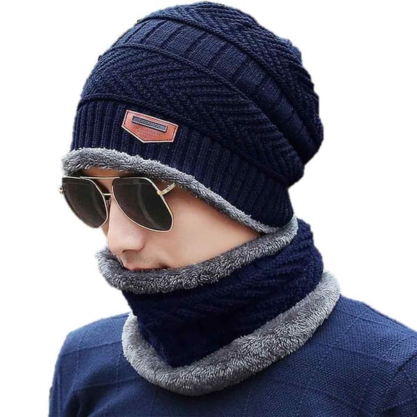 Fleecefodrad Vintermössa för Vuxna, Mjuk Fleecefoder Unisex Vintermössa Stickad Sammet Varm Mössa, Snygga Slouchy Mössor för Daglig Pendling
