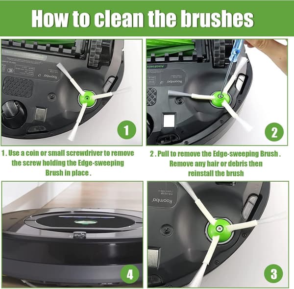 Kantbørster for iRobot Roomba i7+ e5 e6 e7 i7154-modeller, sidebørsteerstatning med miljøvennlige materialer og høy kvalitet