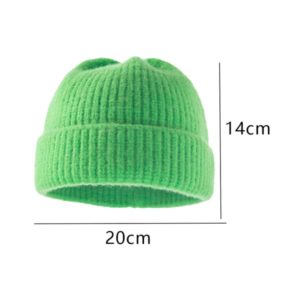 Varm stickad mössa för baby höst och vinter, barnmössa i akrylfiber med enfärgad design