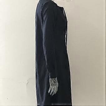 Afslappede damekjoler, langærmet V-hals kjole, afslappede løse shift-kjoler, sort (style6086)