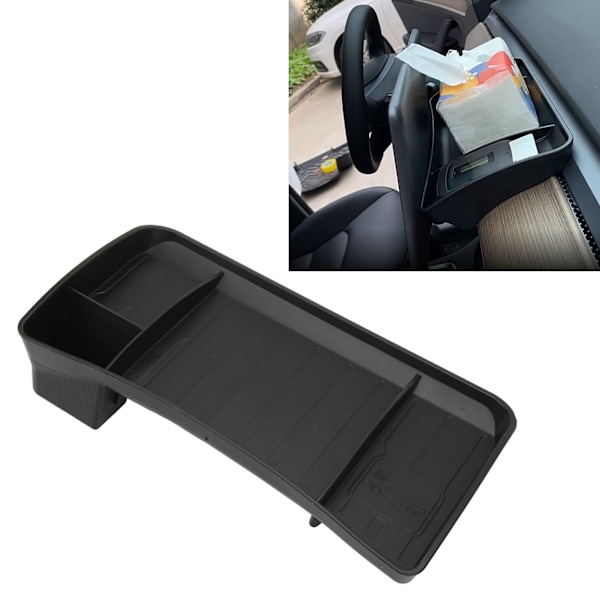 Bilens Dashbord Oppbevaringsboks TPE Materiale Bak Skjermen Svart Erstatning for Tesla Model 3 Y