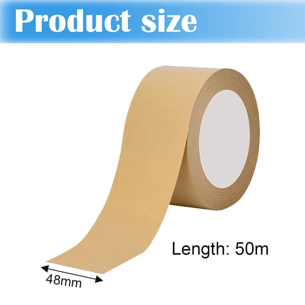 48 mm - Vattenaktiverad Gummerad Kraftpapperstejp - 48 mm Bredd x 50 m Längd - Rivtåligt Papper