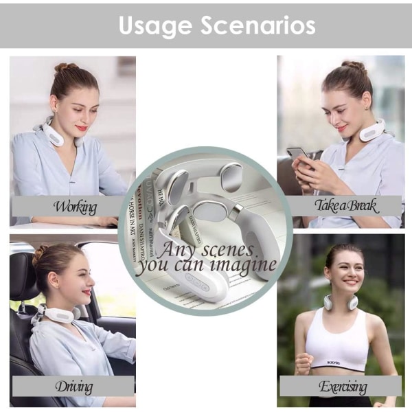 Nakkemassager med varme, Neckology Intelligent Nakkemassager, Puls Trådløs Nakkemassager, Rejse Smart Nakkemassageudstyr til Kontor, Hjem,