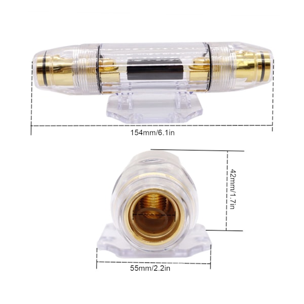 Sikringsholderblok Audio Strøm 100A AGU Ind Ud med Forgyldt Inline til Bil Yacht