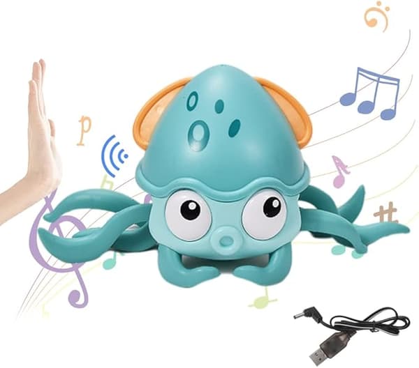 Krypende krabbe babyleker, mageleker med lys og musikk