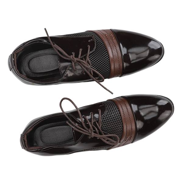 Formella Business-skor Snörning Fritid PU-läder Herr Casual Dress Skor för Vardagslivet Brun 44