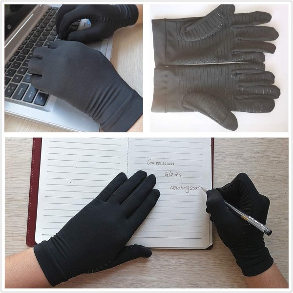 1 par skridsikre handsker, forbedret greb, sort, 15~17cm