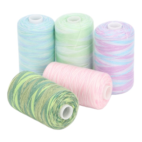 Sytrådsset 1000 Yards Färgglada Polyester Broderitrådsspolar för DIY Handmaskinsömnad 5 st