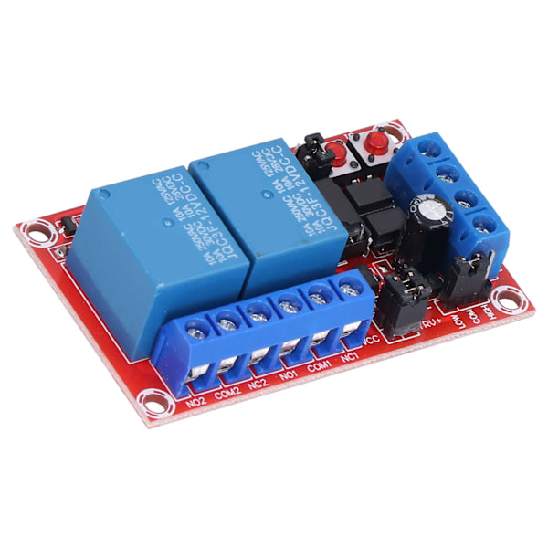 Relämodul 2 Kanaler Knapp Självlåsande Interlock Hög Låg Nivå Trigger med Switch Ljus 12V