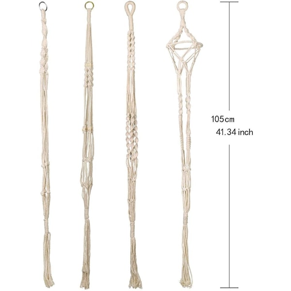 Boho Heminredning Makramé Växthängare, Naturligt Material Med Premium Bomullssnöre, Förbättra Ditt Boende Med Enkel Installation Och Multistil Set