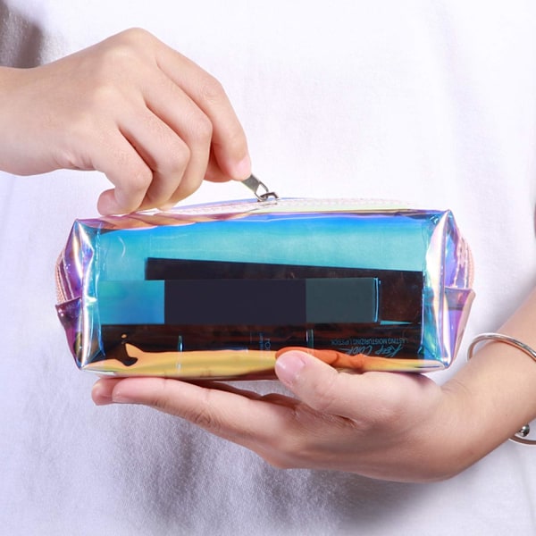4 st Holografisk Makeup Bag Iridescent Kosmetisk Väska Kosmetisk Väska Bärbar Vattentät Toalettväska för Kvinnor Flickor