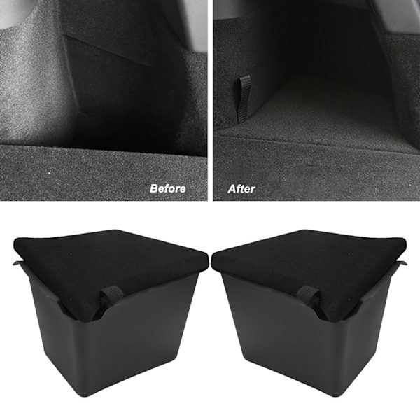 2 st Rear Trunk Organizer Sidolagringspaket med Lock Tilläggsförvaringslåda Fack Ersättning för Tesla Model Y 2020‑2022