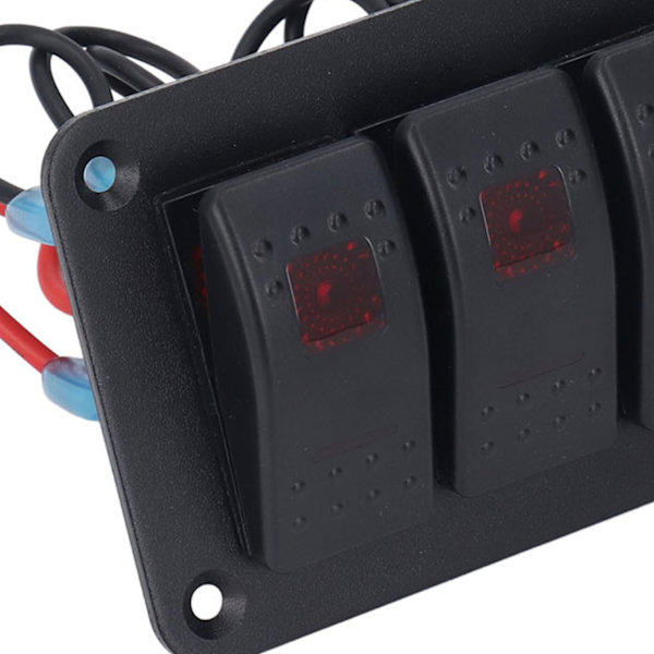 6-paikkainen Rocker-kytkinpaneeli LED-taustavalaistuksella, päälle/pois-kytkin, vedenpitävä piirin suojaus autoille, asuntoautoille, busseille, veneille, ATV:lle, UTV:lle, punainen