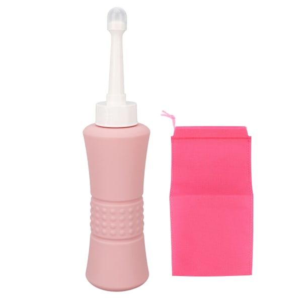 500ML Bidetflaske Bærbar Håndholdt Multifunksjonell Postpartum-pleie Bidet Rosa med Oppbevaringspose for Reiser Rett Hode