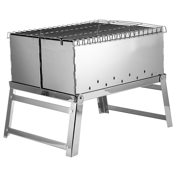 Kolgrill i rostfritt stål för kebab, bärbar hopfällbar grill