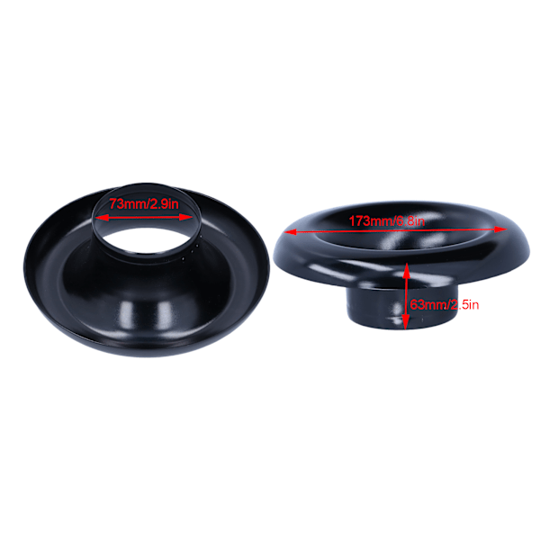 73mm/2.9in Kort Ram Kaldluftinntak Turbo Horn Aluminium Velocity Stack Adapter Svart