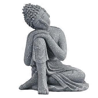 1 stk. Sandsten Buddha Statue Zen Figur Håndværk Husholdningsdekoration (Grå)